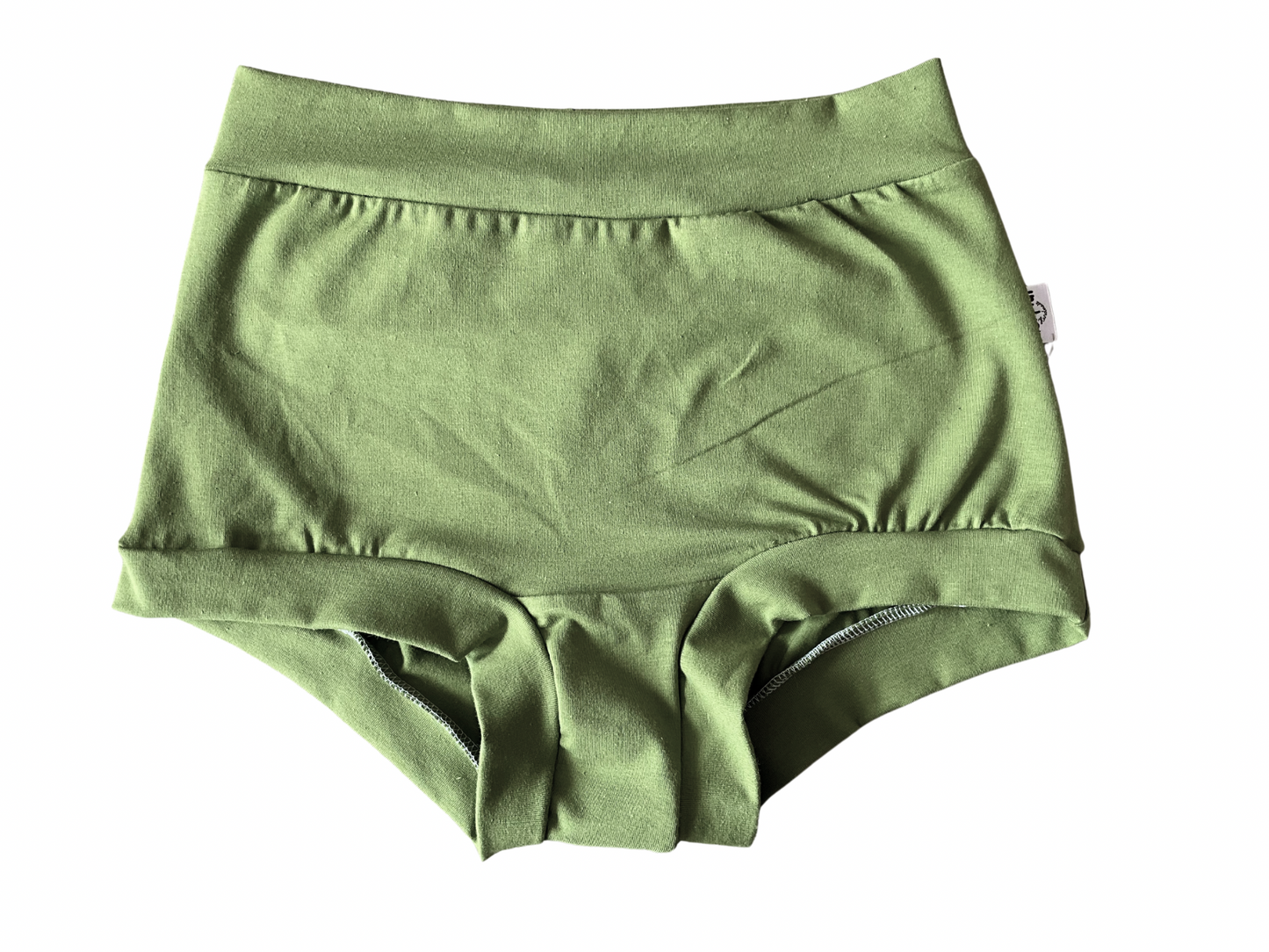 Olive green high waisted organic women's boyleg or brief undies