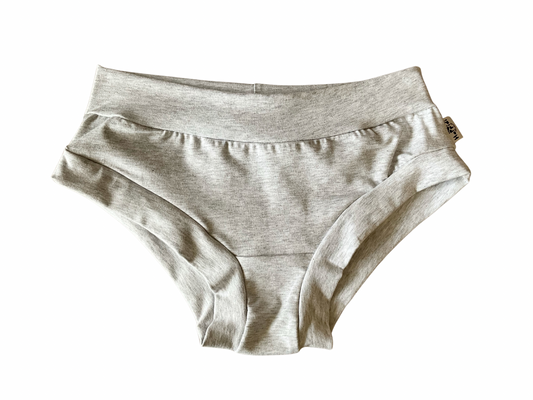Mottled grey organic women’s boyleg or brief undies