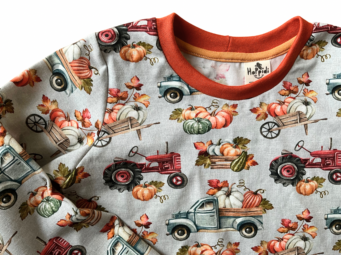 Size 3-4 years READY TO SHIP pumpkin trucks crew neck sweatshirt