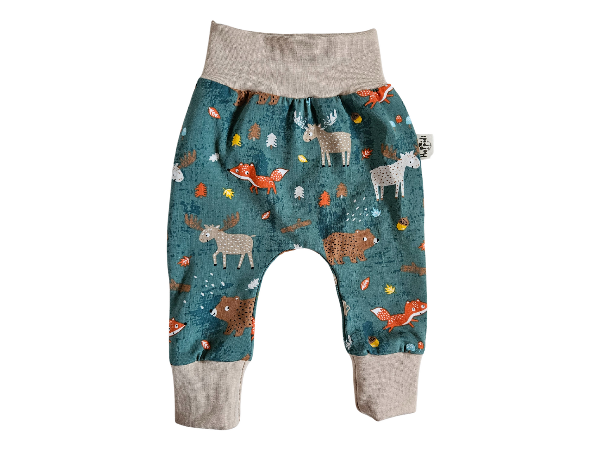 Baby harem pants with woodland animals print