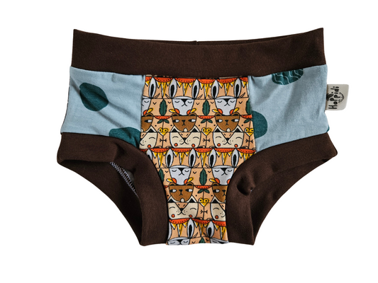 Size 4-5 years READY to SHIP woodland animals organic unisex kids undies
