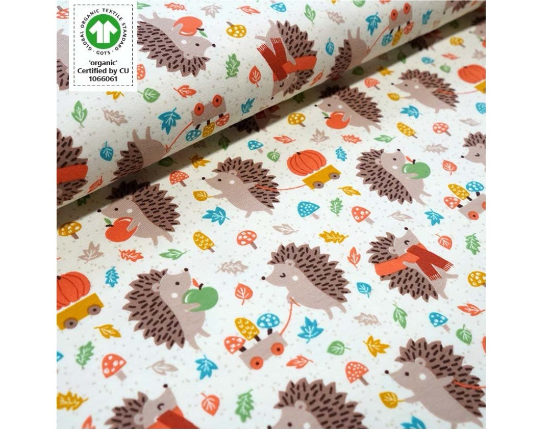 Hedgehogs organic jersey fabric