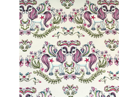 Green ponies organic jersey fabric