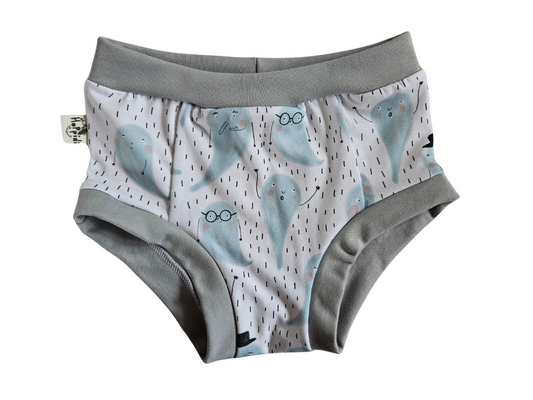 Size 12 years READY TO SHIP spooky cute ghosts organic unisex kids undies