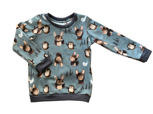 Size 2-3 years READY TO SHIP night owls and cutie bats crew neck sweatshirt