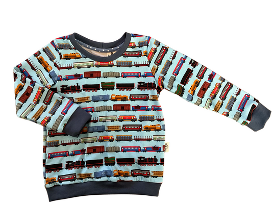 Size 2-3 years READY TO SHIP train theme crew neck sweatshirt