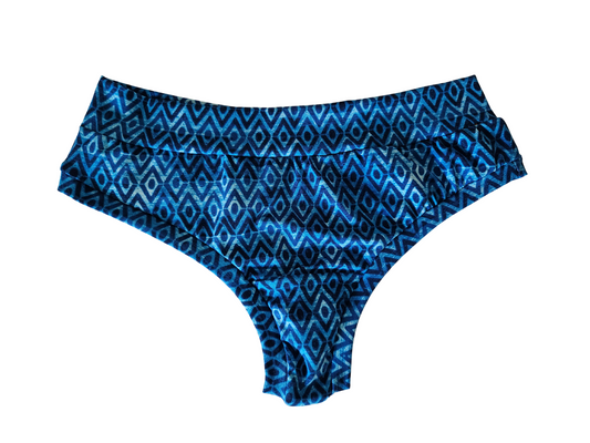 Azulejo blue diamond pattern organic thongs