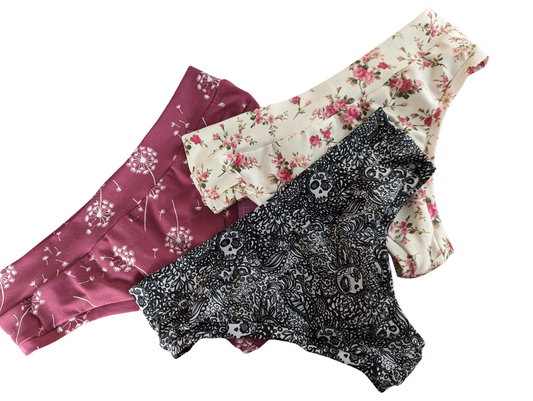 BRAND NEW PRINTS 3-pack organic thongs SUBSCRIPTION AVAILABLE