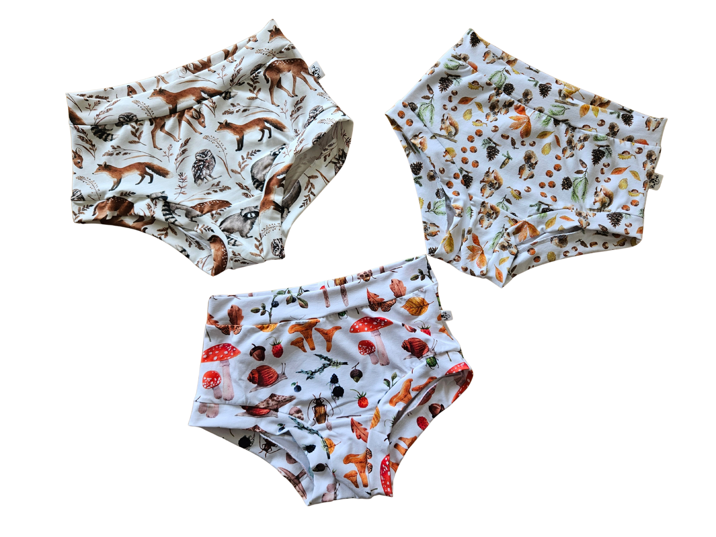 Surprise print 3-pack high waisted organic women's boyleg or brief undies