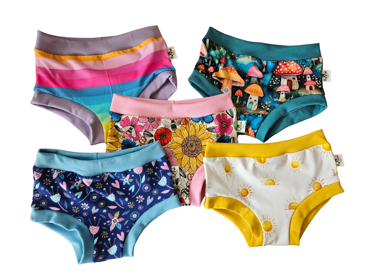 Surprise print 5-pack organic unisex kids undies