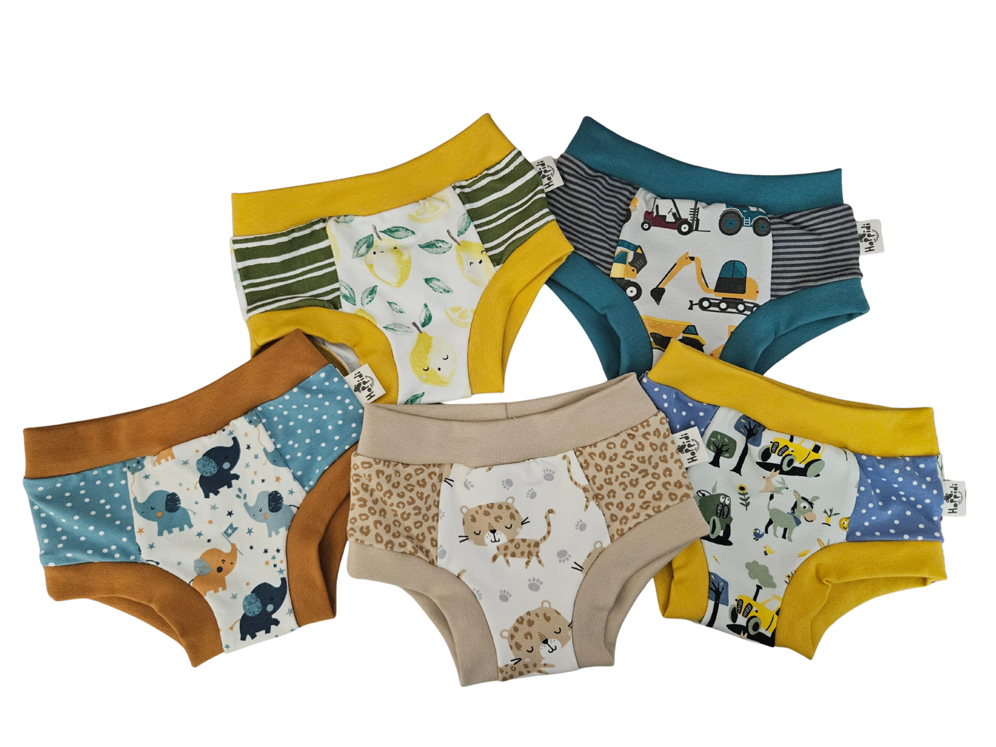Surprise print 5-pack organic unisex kids undies