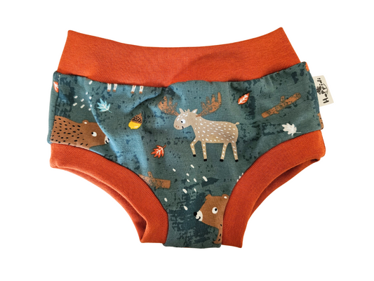 Nordic forest animals organic unisex kids undies