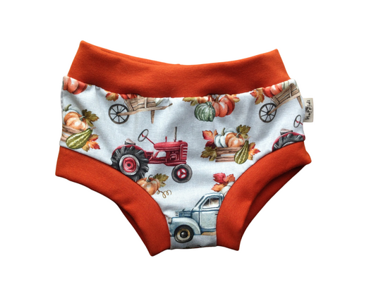 Pumpkin trucks organic unisex kids undies