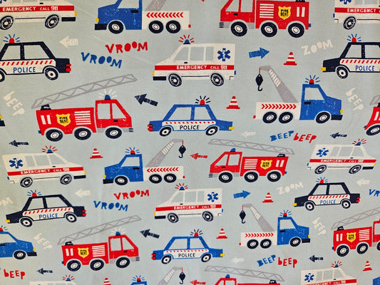 Emergency vehicles organic jersey fabric