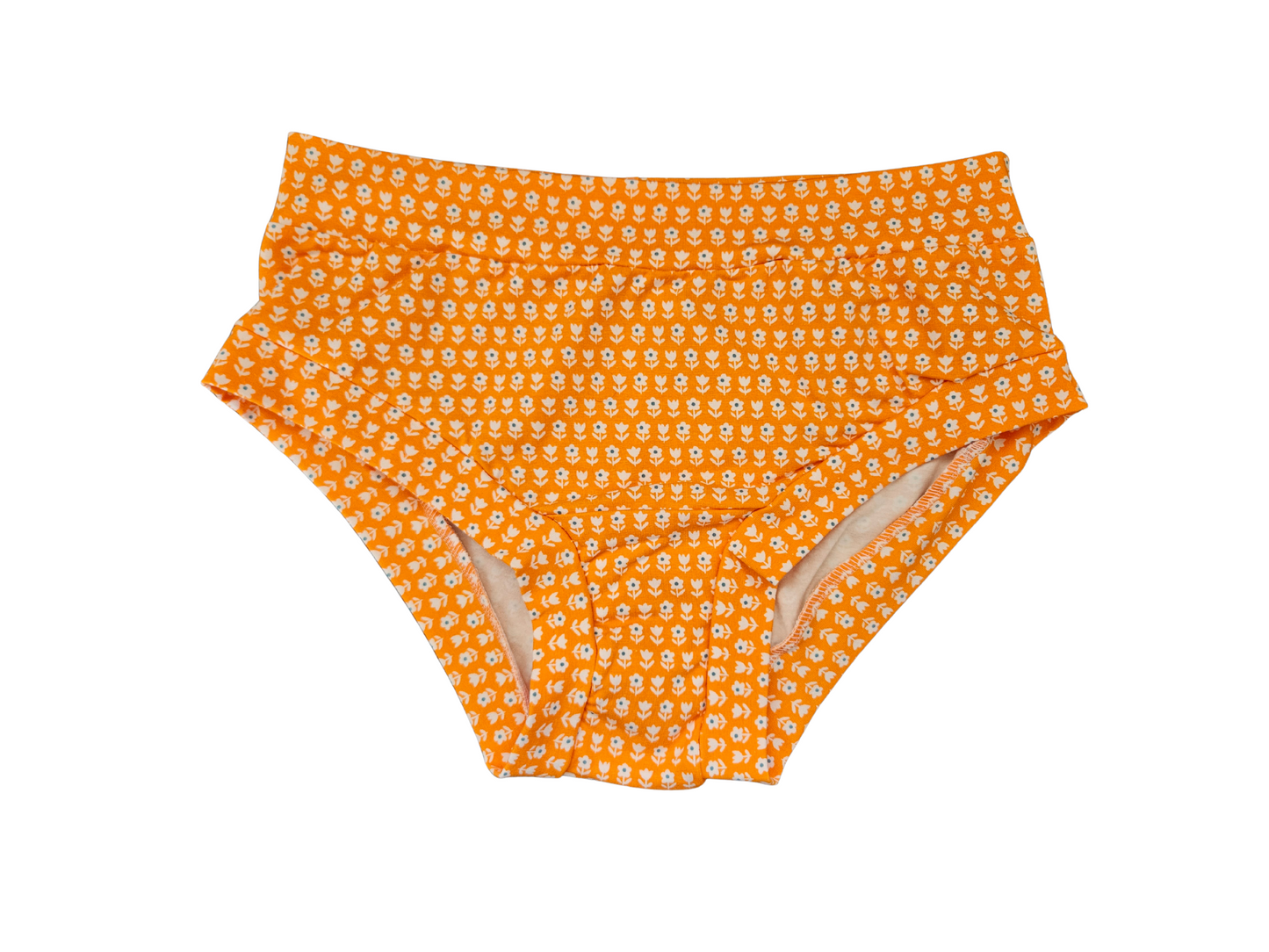 Orange retro flowers organic women's boyleg or brief undies