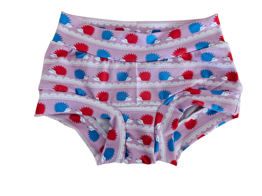 Retro hedgehogs organic women's boyleg or brief undies