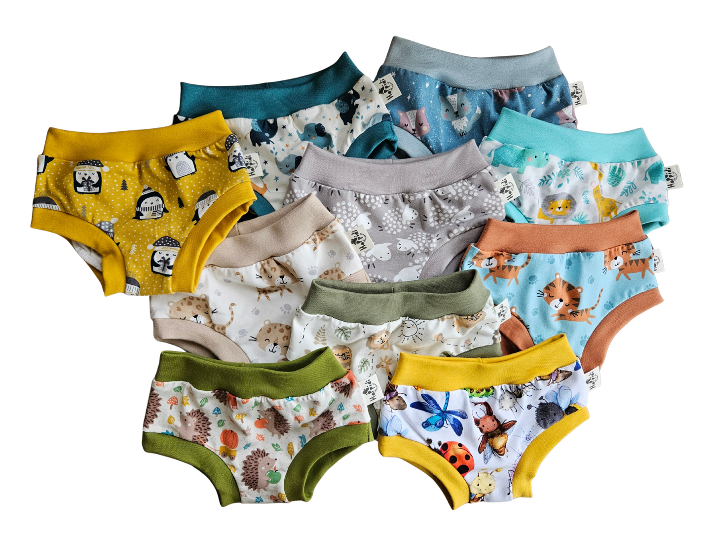 Surprise print 10-pack organic unisex kids undies