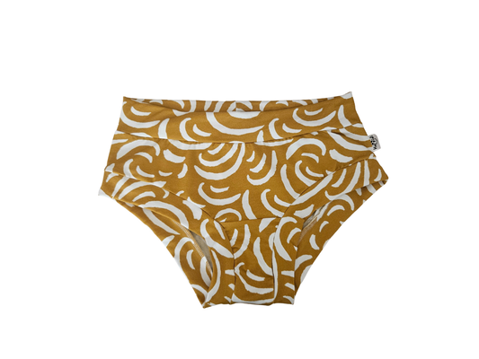 Mustard yellow Tiger Swirls Organic Women's Boyleg or Brief Undies