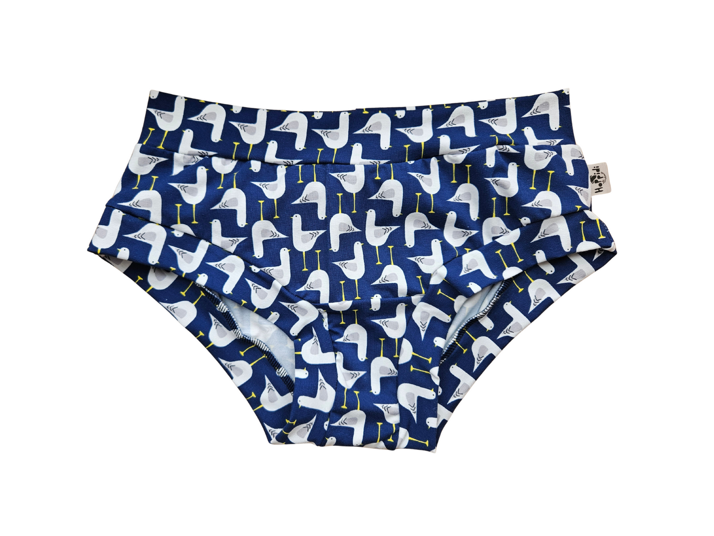 Seagulls marine blue organic women's boyleg or brief undies