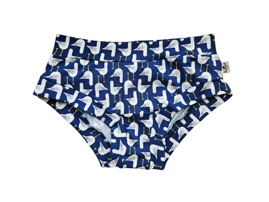 Seagulls marine blue organic women's boyleg or brief undies