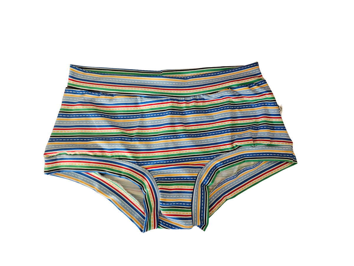 Colorful stripes organic women's boyleg or brief undies