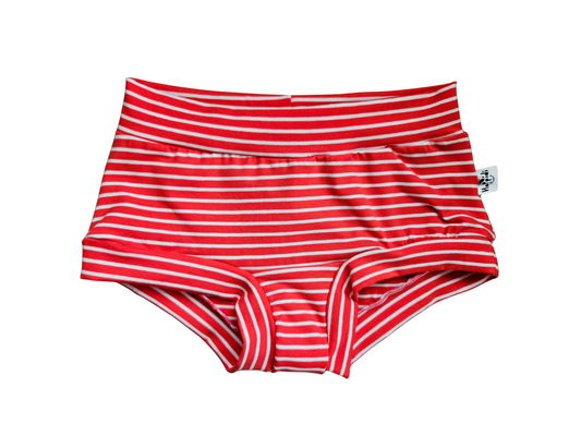 Poppy red stripes organic women's boyleg or brief undies