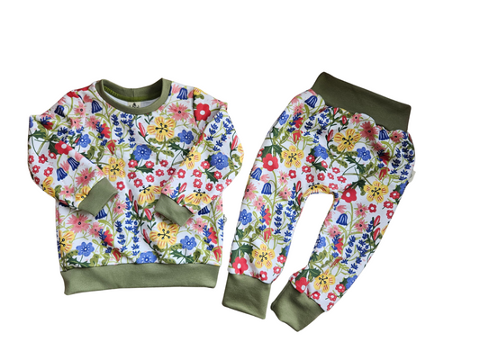 Size 18-24 months READY TO SHIP floral french terry lounge set