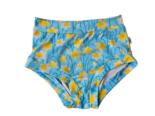 Daffodils high waisted organic women's boyleg or brief undies