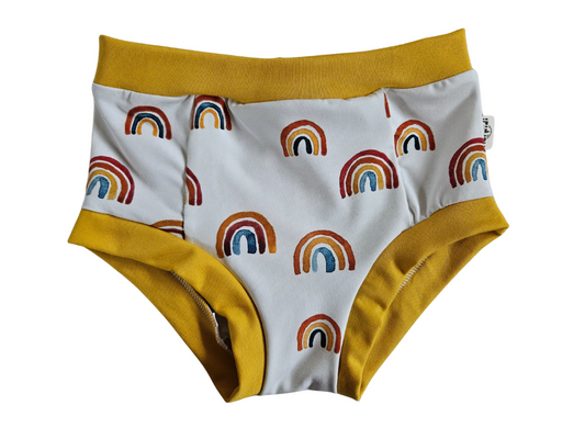Size 12 years READY TO SHIP watercolor rainbows organic unisex kids undies