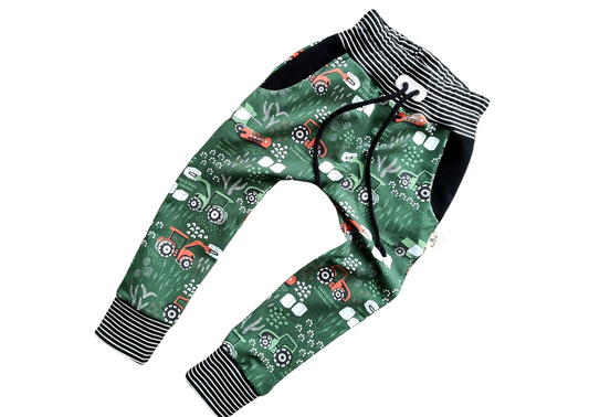Green Tractor Harem Pants with Pockets