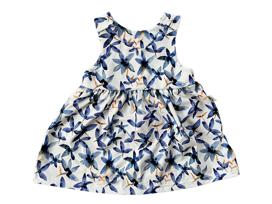 Blue Anemone Flowers Romper Dress