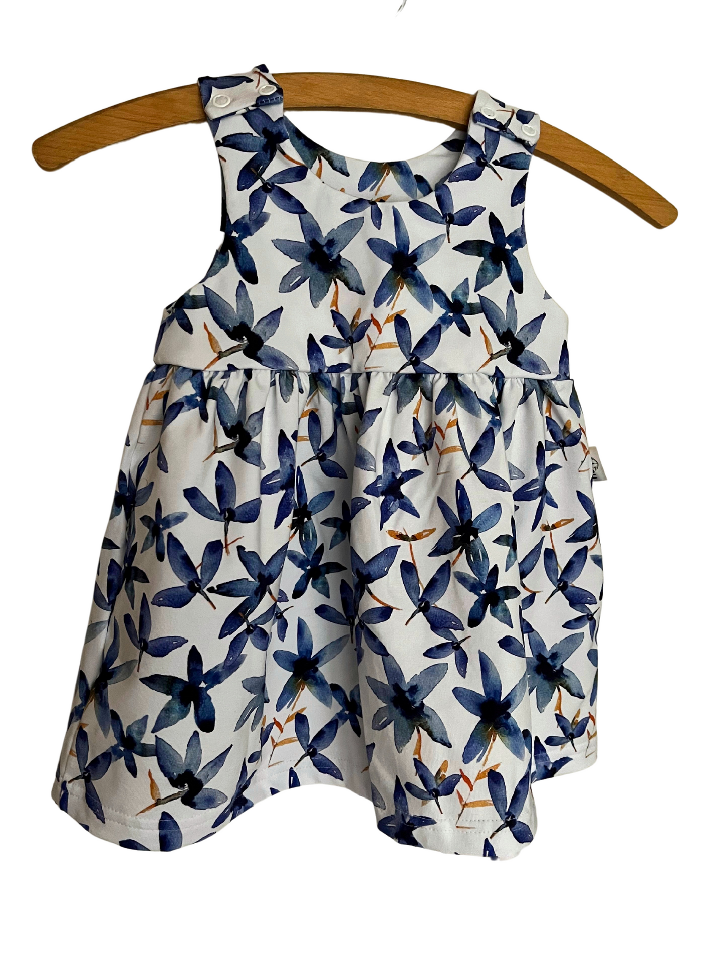 Blue Anemone Flowers Romper Dress