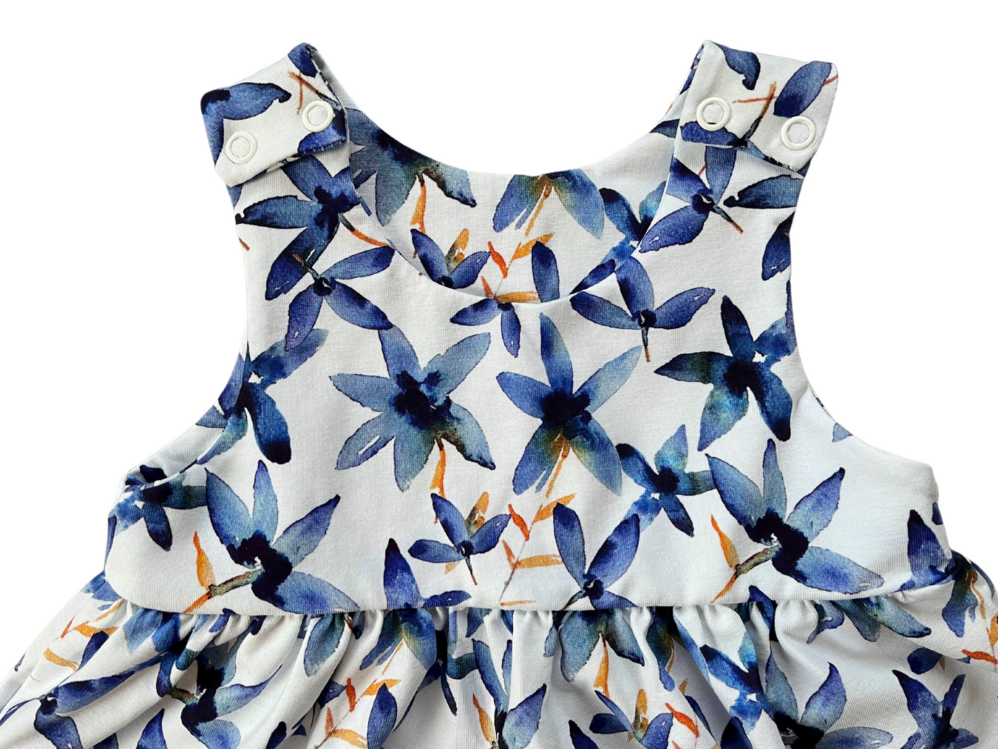Blue Anemone Flowers Romper Dress