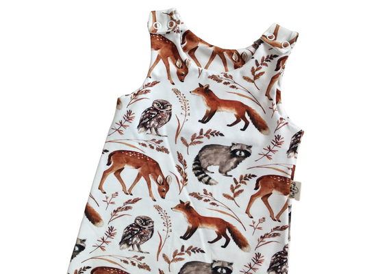 Forest Animals (White) Harem Romper