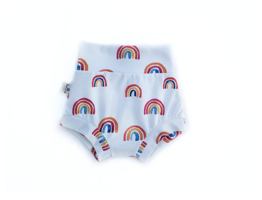 Watercolor Rainbows High Waisted Bummies