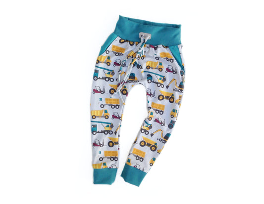 Construction Vehicles Harem Pants with Pockets